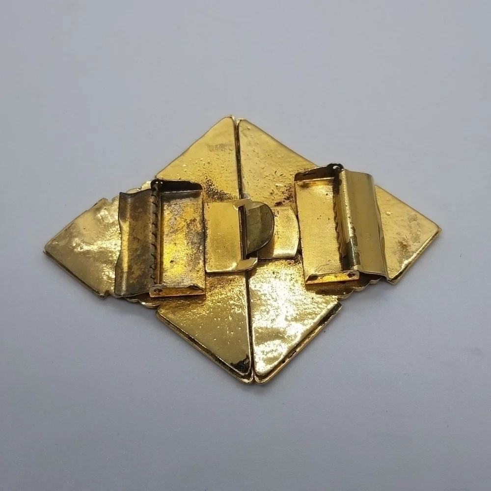 vintage Sandor Co gold tone and enamel belt buckle